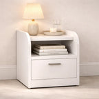 Modern Bedside Table with Drawer & Open Shelf