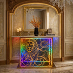 Modern LED Console Table with Lion Art for Luxury Décor (SS 302)