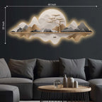 Moonlit Mountain Voyage Premium Crystal Glass Backlit LED Painting