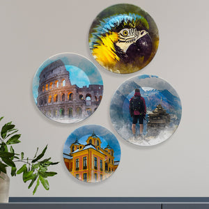 Nature & Architecture Wall Plates Painting Set of Four