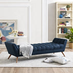 Navy Blue Tufted Sofa Lounge Chair with Wooden Legs