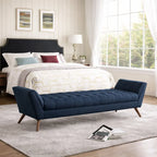 Navy Blue Tufted Sofa Lounge Chair with Wooden Legs