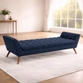 Navy Blue Tufted Sofa Lounge Chair with Wooden Legs