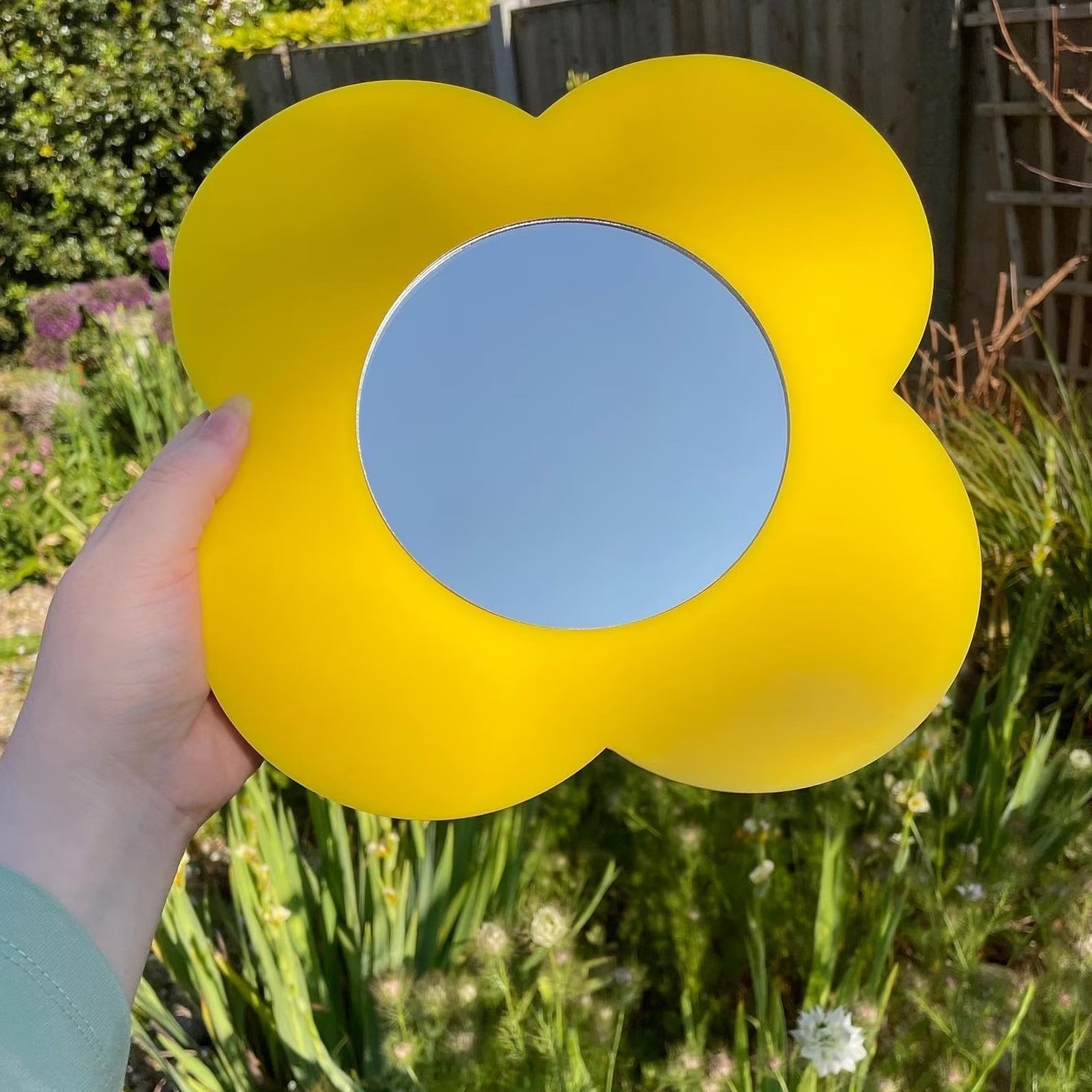 Orange Floral Decorative Mirror | Cute Wall Mirror for Bedroom