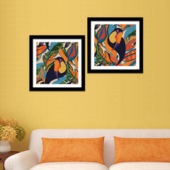 Premium 2 Pieces Wall Frame Painting of Abstract Bird