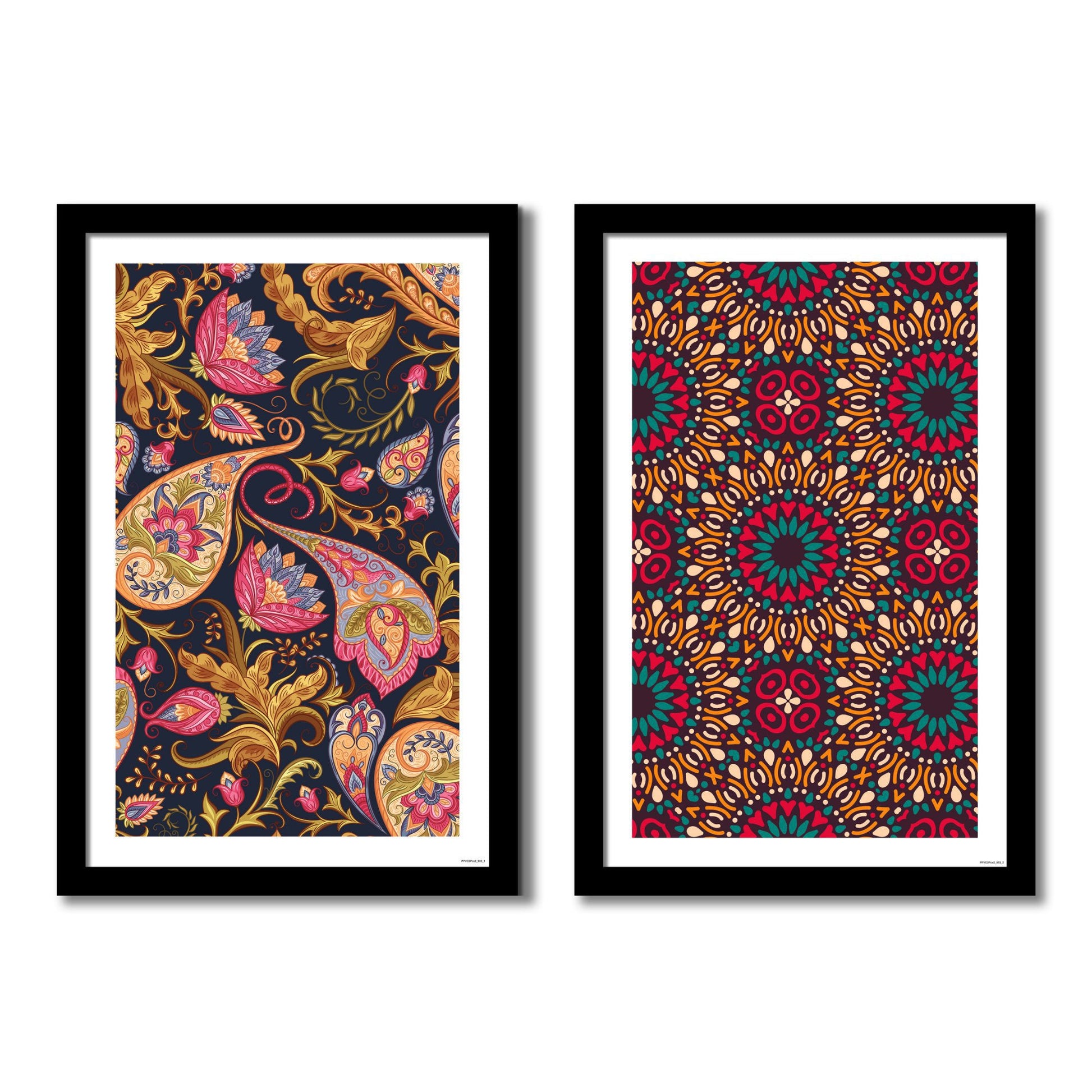 Paisley Art Pattern Quality Frame Painting of 2 Pieces