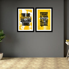 Big Size Motivational Quote Wall Framed Painting Set of 2 For Office