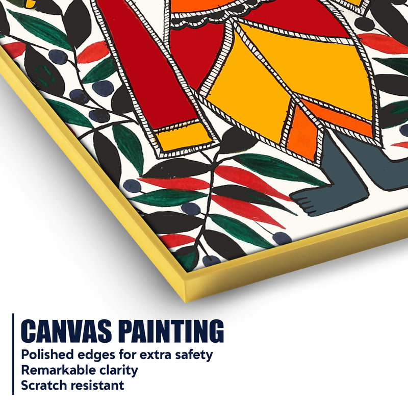 Sacred Krishna Madhubani Canvas Painting