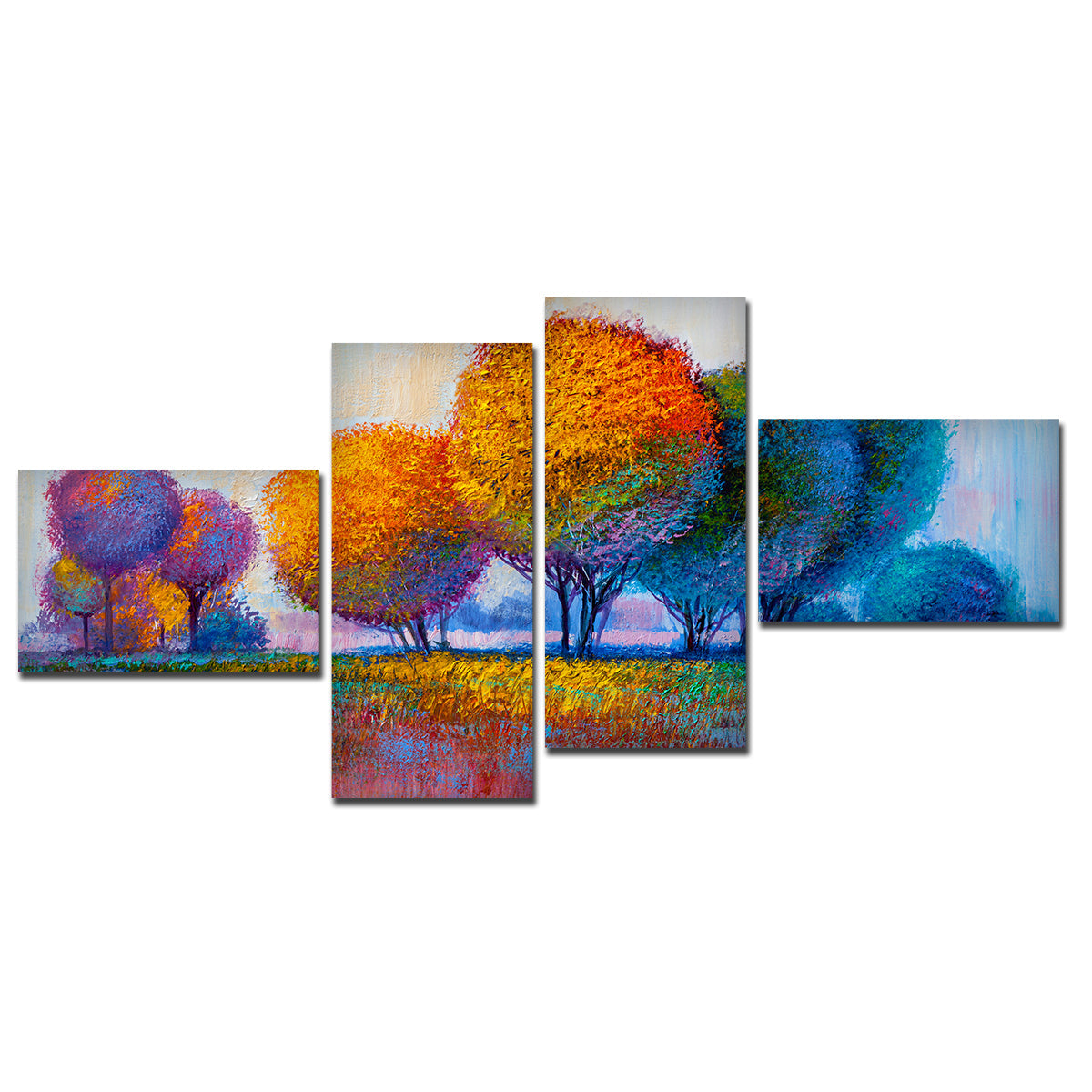 Colorful Trees Premium Canvas Bedroom Wall Painting