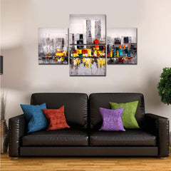 New York City Skyline Premium 4 Pieces Wall Painting