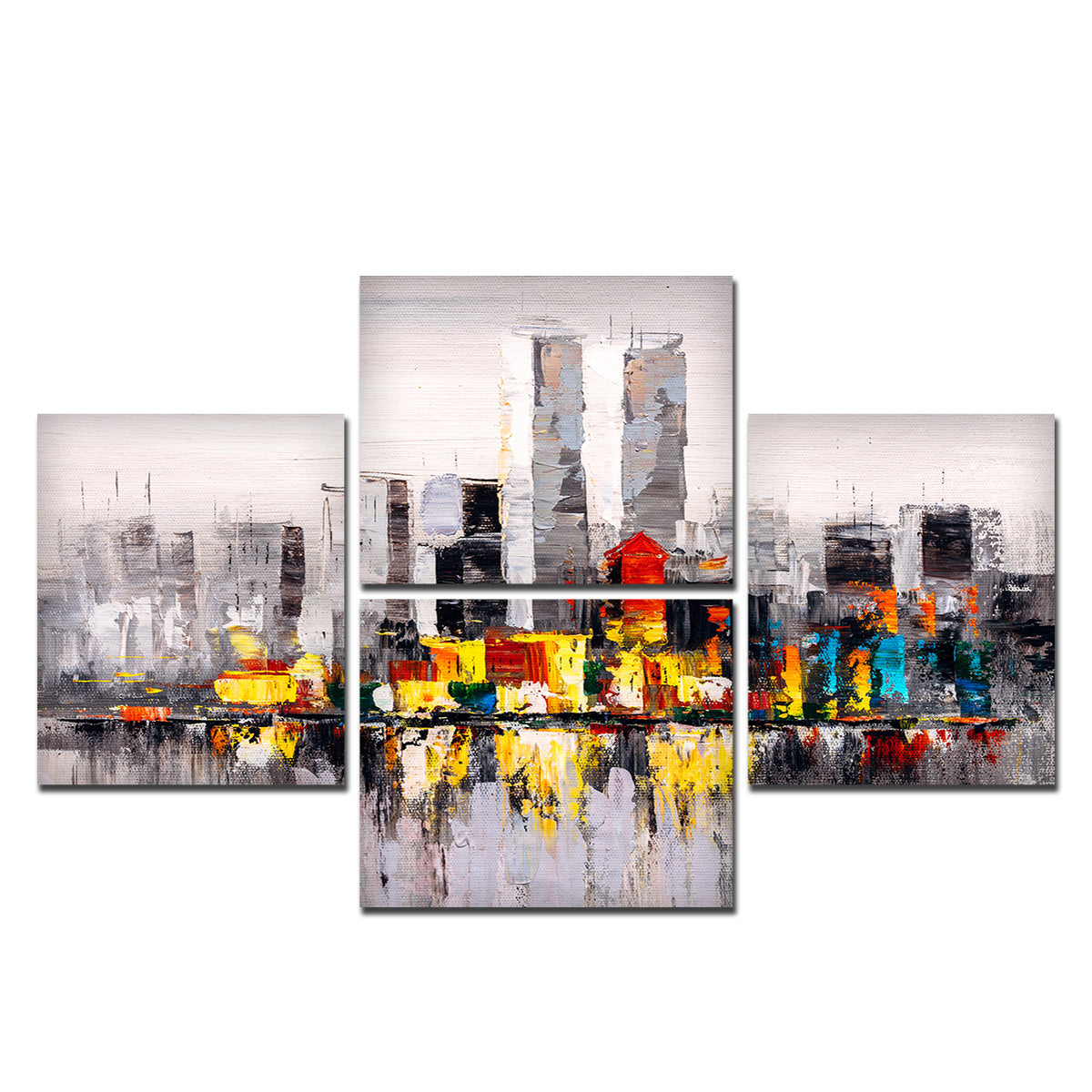 New York City Skyline Premium 4 Pieces Wall Painting