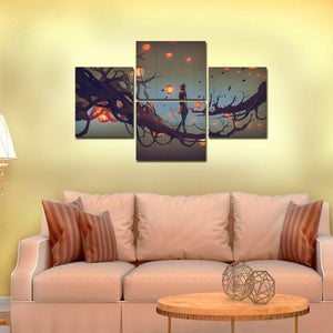 Man Walking in Night Premium Canvas Wall Painting