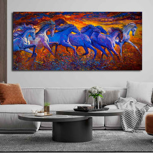 Seven Horse Running in Field Canvas wall Painting