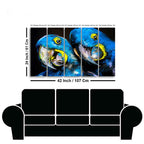 Blue Parrots Pastel Art Five Pieces Wall Painting