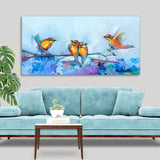 Beautiful Canary Birds on Branch Premium Canvas Wall Painting