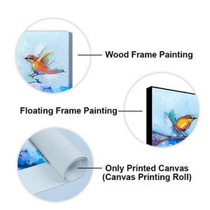 Beautiful Canary Birds on Branch Premium Canvas Wall Painting