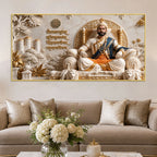 Chhatrapati Shivaji Maharaj on Royal Throne 3D Canvas Wall Painting