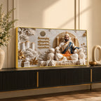 Chhatrapati Shivaji Maharaj on Royal Throne 3D Canvas Wall Painting