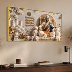 Chhatrapati Shivaji Maharaj on Royal Throne 3D Canvas Wall Painting
