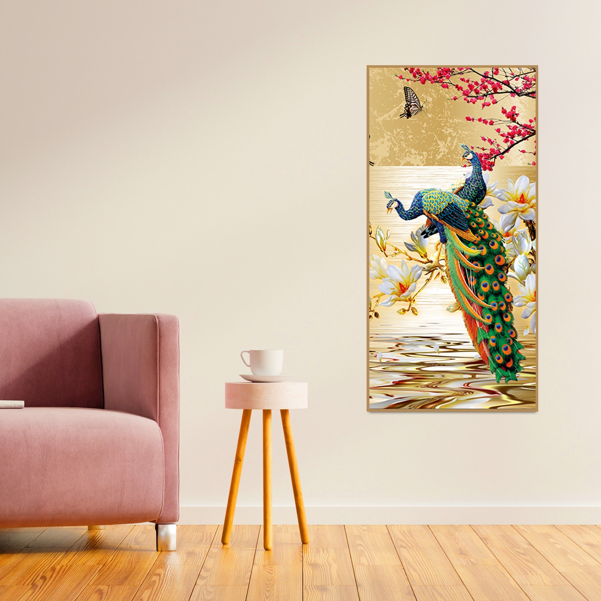 Pair of Peacock Canvas Wall Painting – Vibecrafts