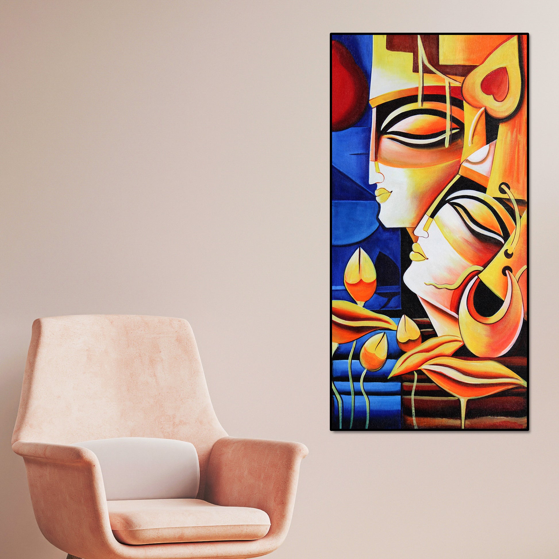 Abstract Art Radha Krishna Canvas Wall Painting