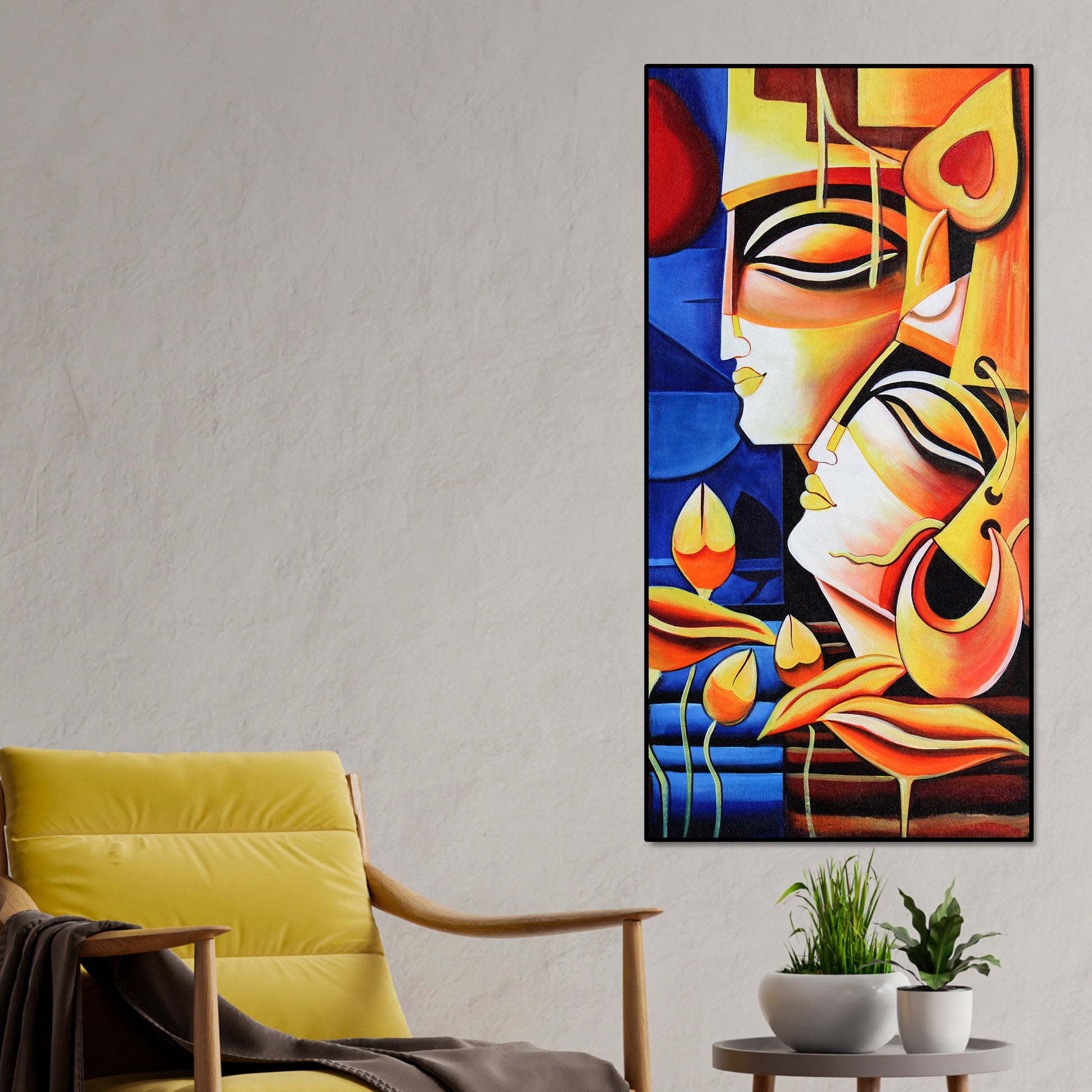 Abstract Art Radha Krishna Canvas Wall Painting