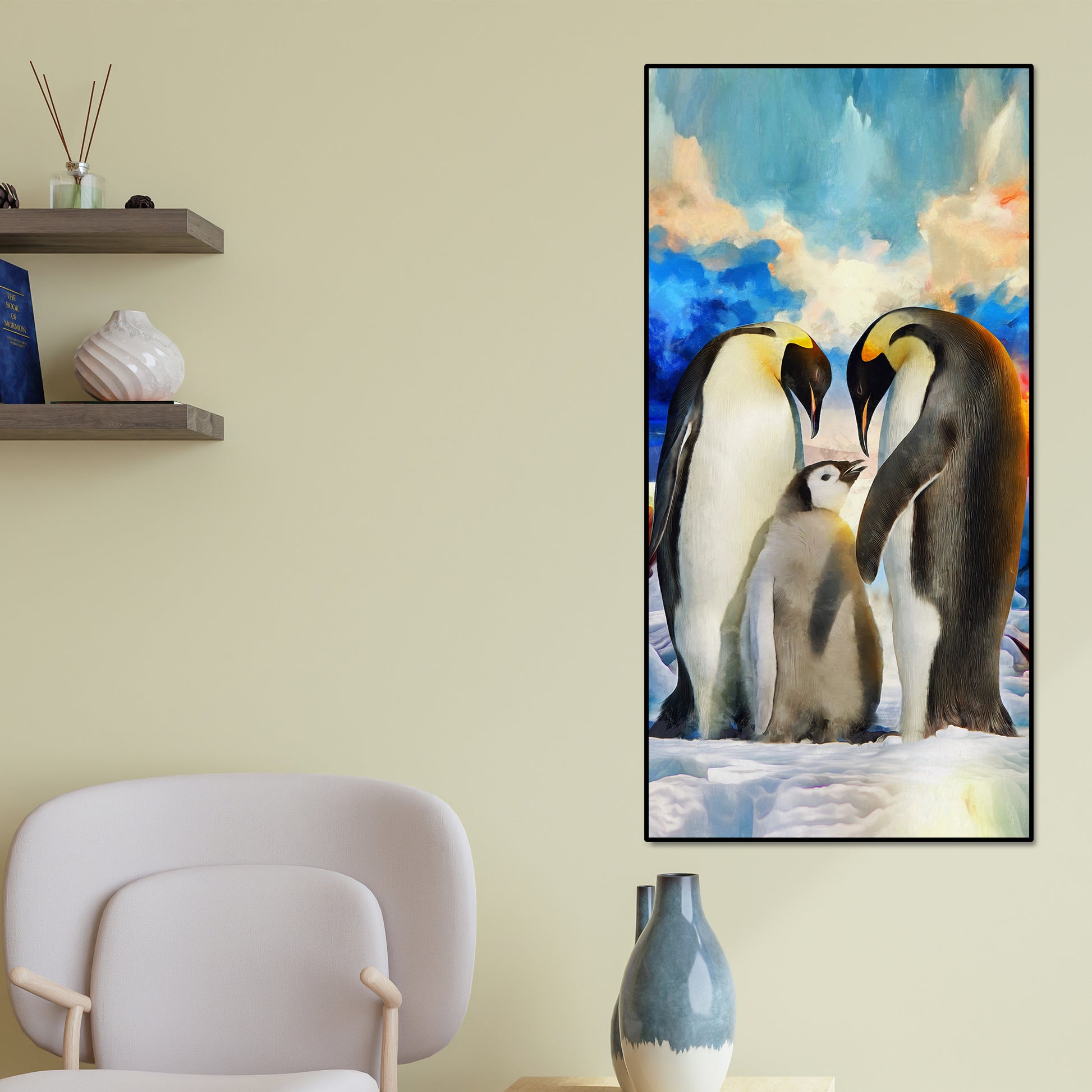 Penguins Family Canvas Wall Painting