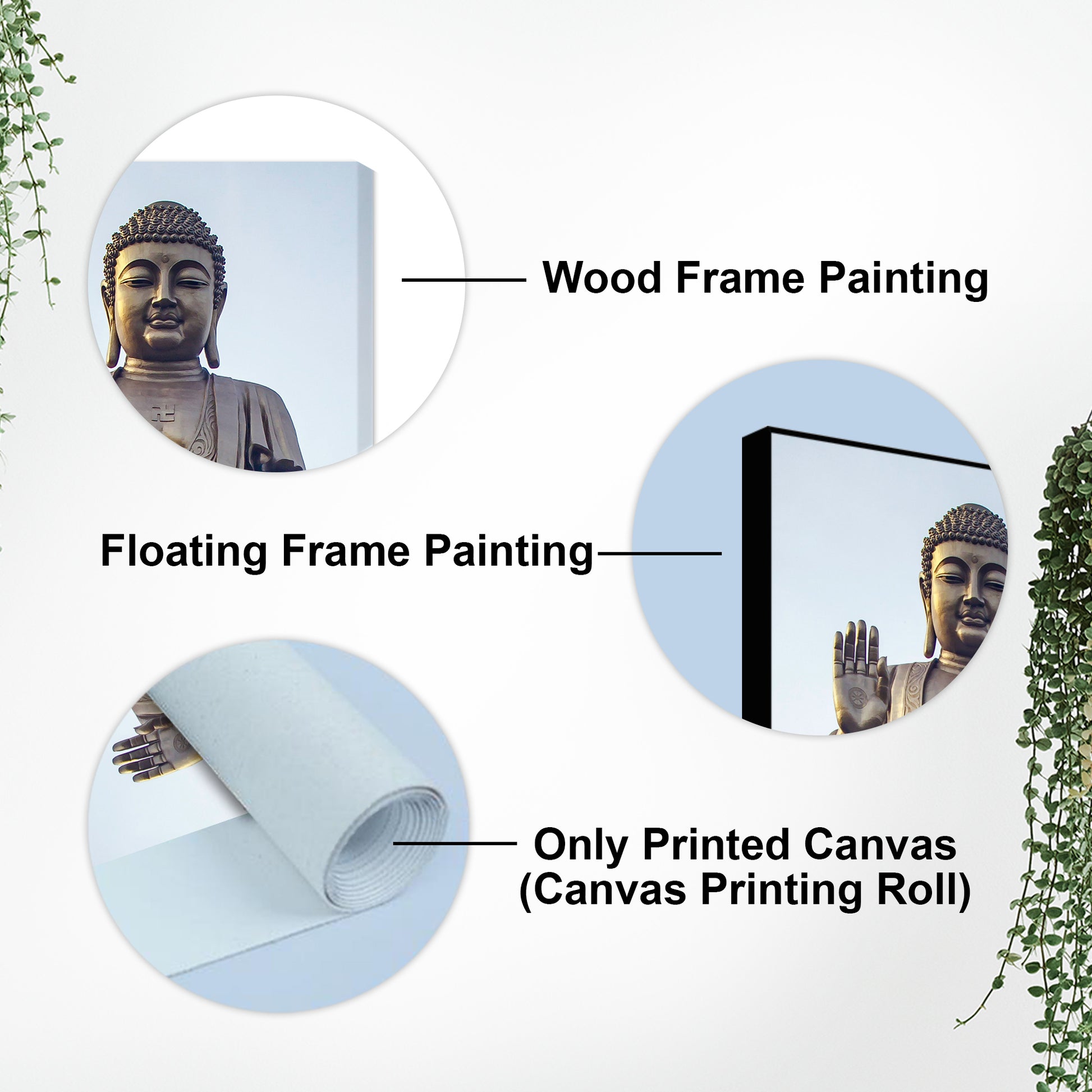 Statue of Gautam Buddha Canvas Wall Painting