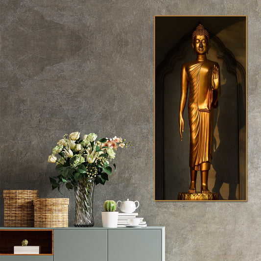 A Golden Statue of Buddha Canvas Wall Painting