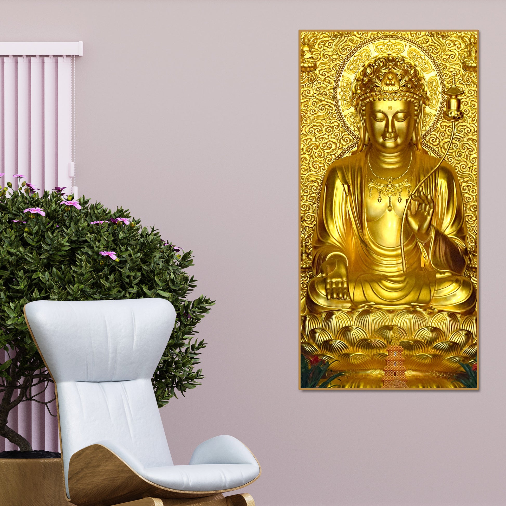 Golden Buddha Statue Canvas Wall Painting