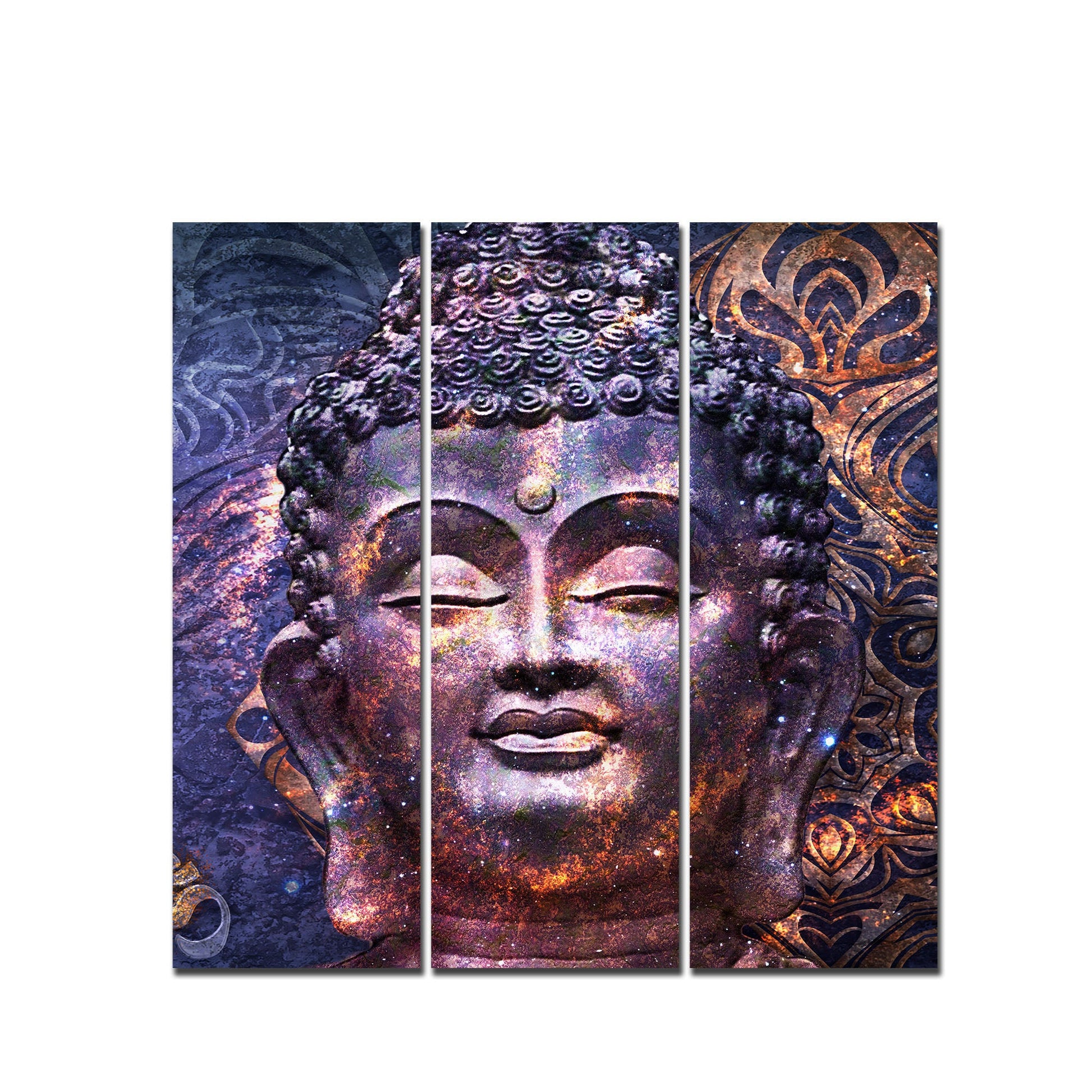 Peaceful Buddha Face Sculpture Wall Painting Three Pieces