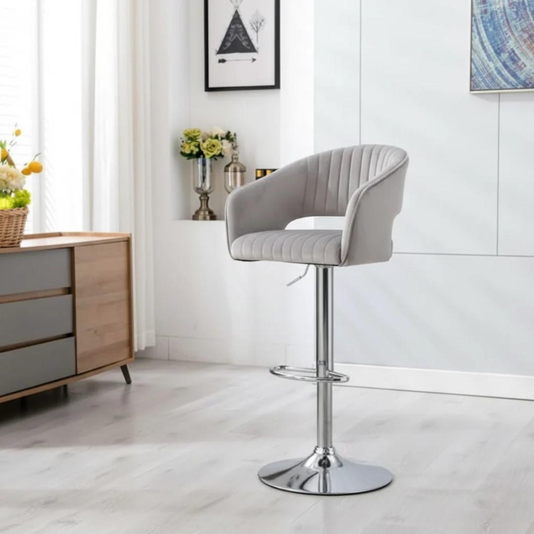 Plush Feel Velvet Adjustable Bar Stool / Long Chair