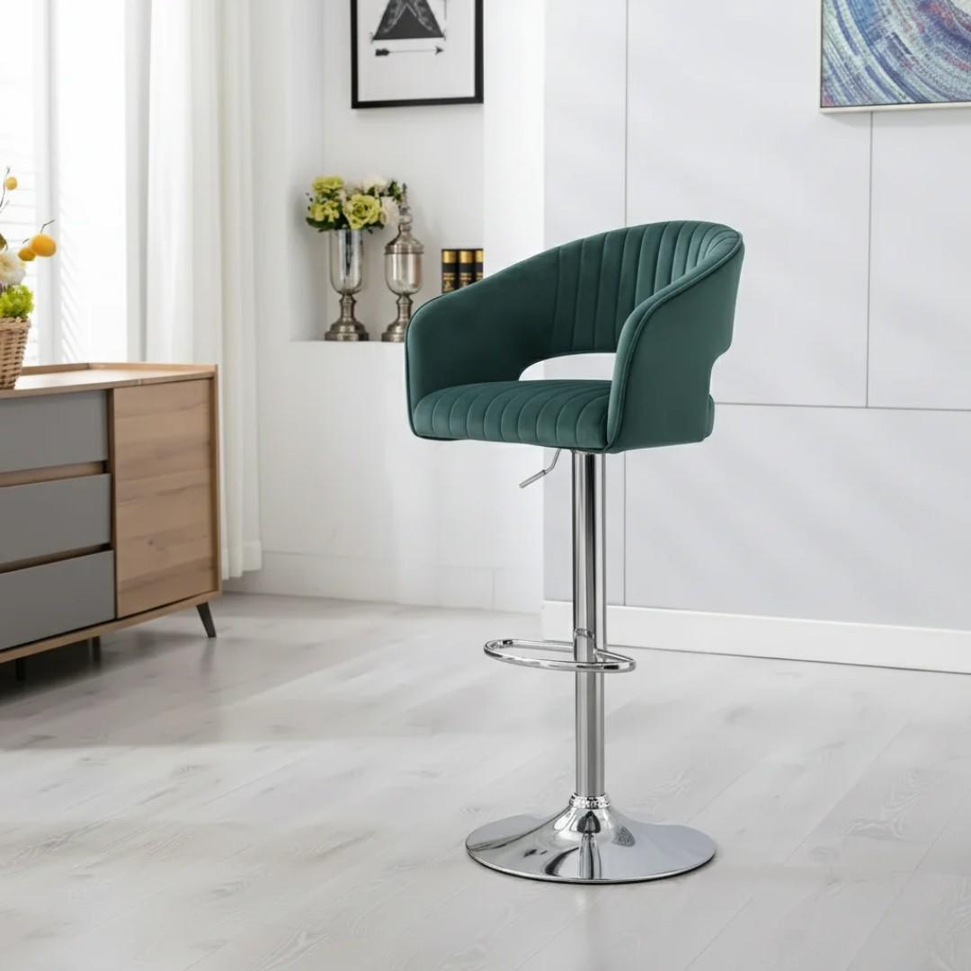 Plush Feel Velvet Adjustable Bar Stool / Long Chair