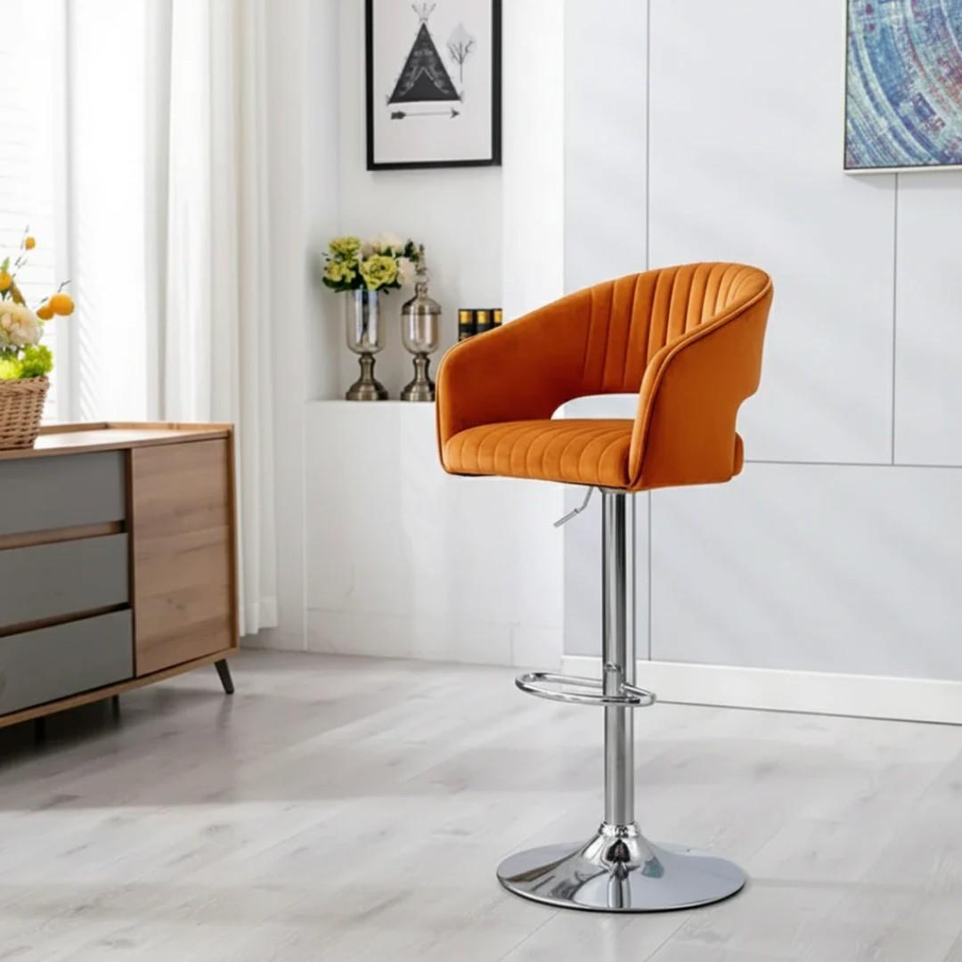 Plush Feel Velvet Adjustable Bar Stool / Long Chair