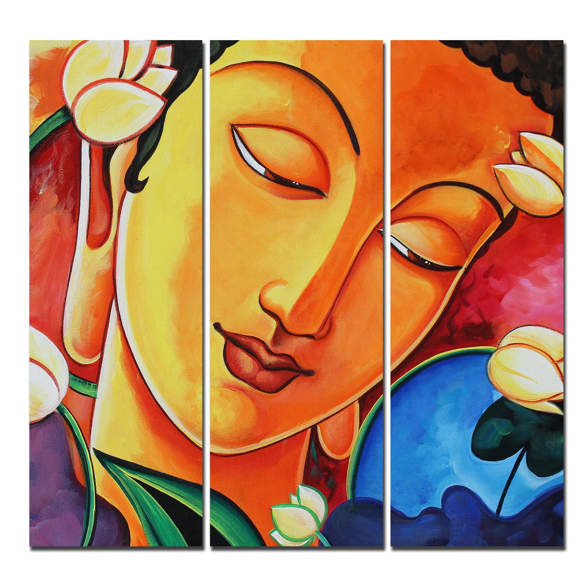 Portrait of Lord Buddha Wall Painting Three Pieces