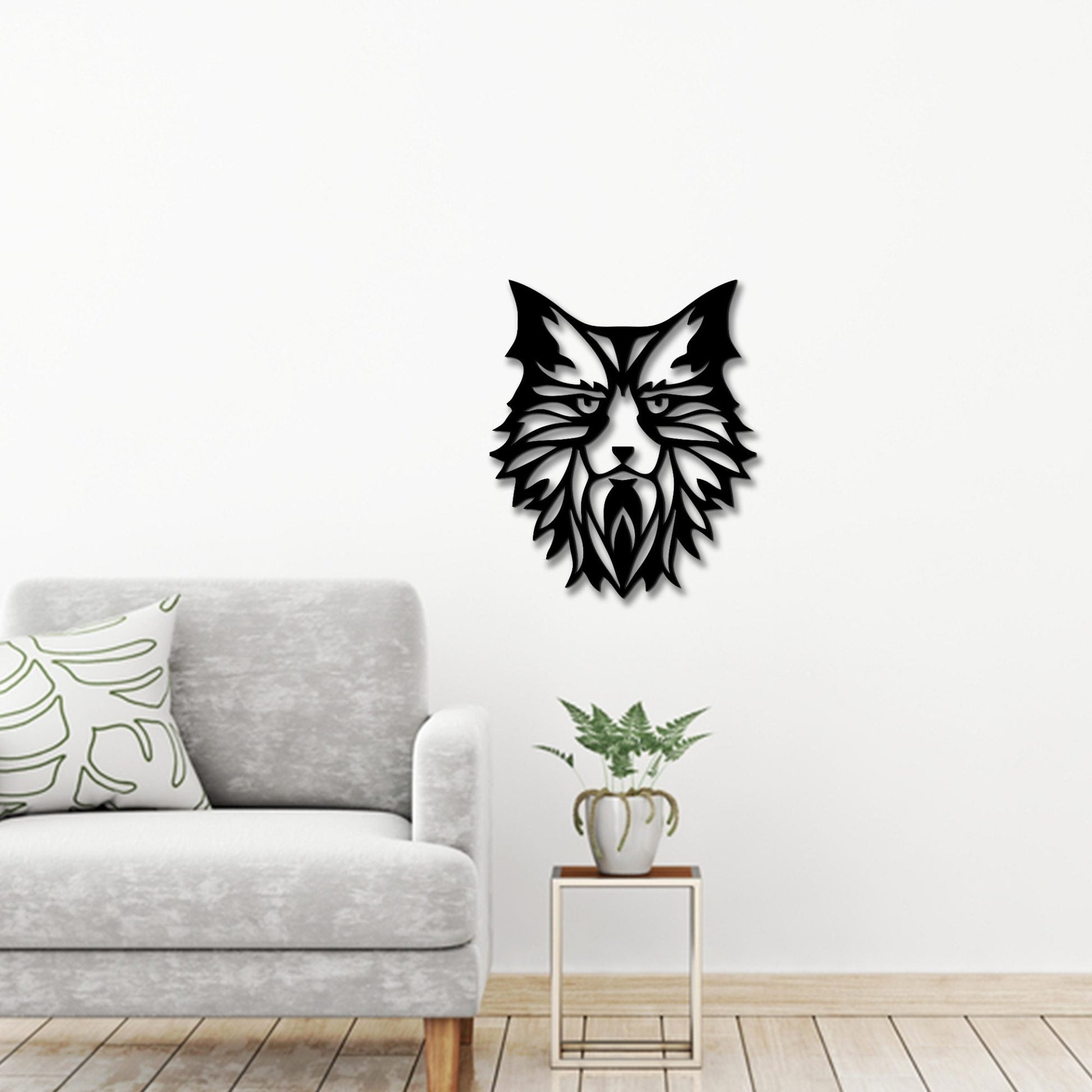 Premium Quality Wooden Wall Hanging of Beautiful Cat in Black