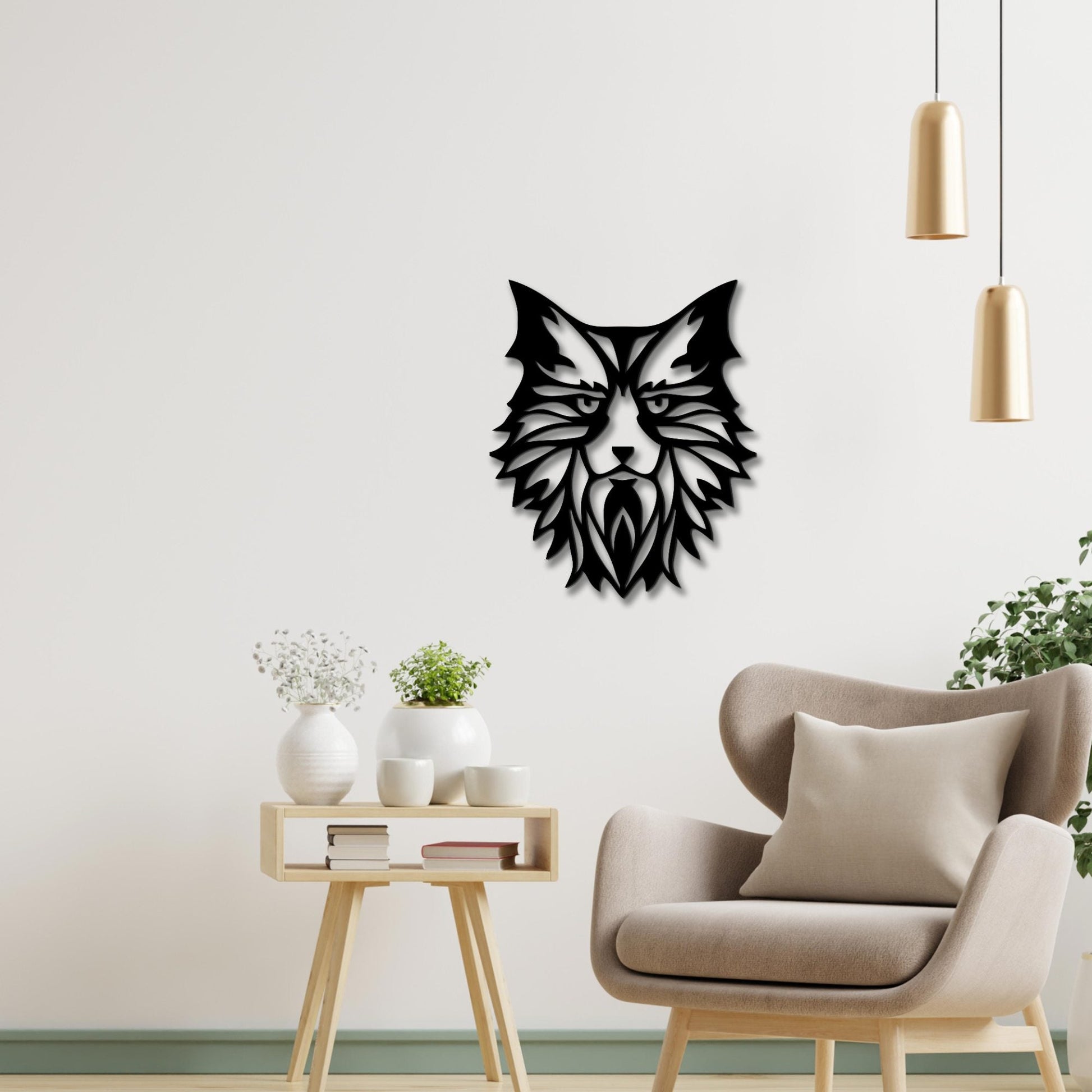 Premium Quality Wooden Wall Hanging of Beautiful Cat in Black