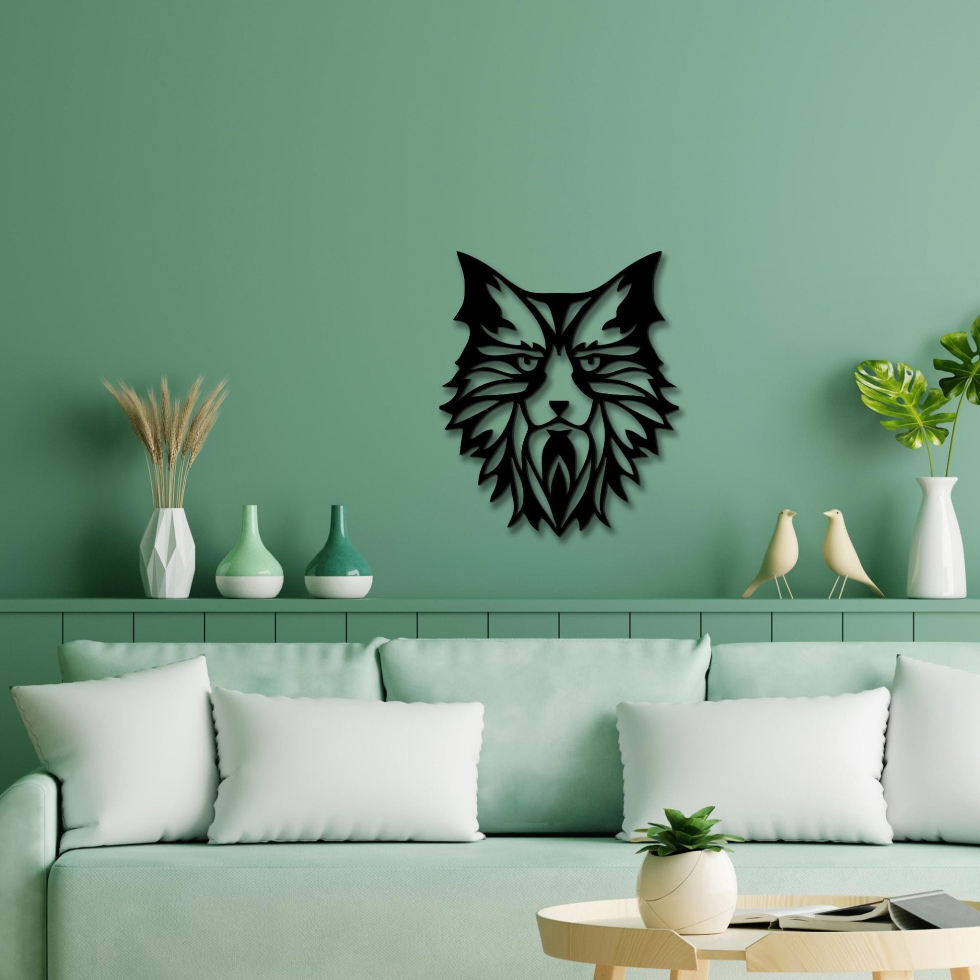 Premium Quality Wooden Wall Hanging of Beautiful Cat in Black