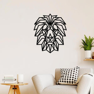 Premium Quality Wooden Wall Hanging of Black Color Lion Head