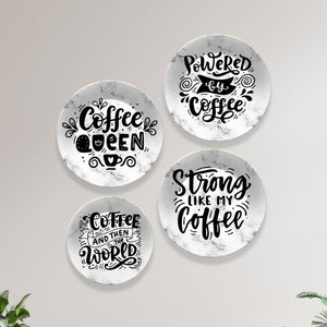 Quotes on Coffee Ceramic Wall Plates Painting Set of Four