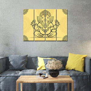 Religious Shree Ganesh Wall Painting Set of 4