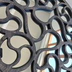 Round Decorative Wall Mirror | Artistic Swirl Wooden Frame Mirror