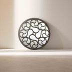 Round Decorative Wall Mirror | Artistic Swirl Wooden Frame Mirror