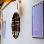 Round Grid Wall Mirror for Home Décor | Modern Wooden Frame Mirror