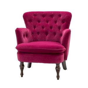 Premium Perfect Cushiony Magenta Tufted Super Comfy Blush Velvet Sofa Lounge Chair