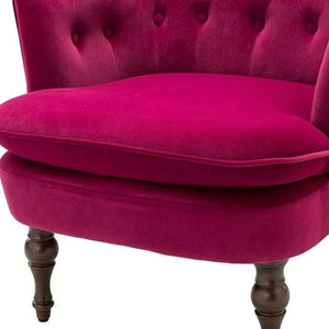 Premium Perfect Cushiony Magenta Tufted Super Comfy Blush Velvet Sofa Lounge Chair