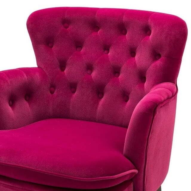 Premium Perfect Cushiony Magenta Tufted Super Comfy Blush Velvet Sofa Lounge Chair