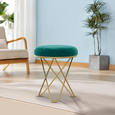 Stylish Green Velvet Sofa Lounge Chair with Ottoman