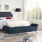 Navy Blue Tufted Sofa Lounge Chair with Wooden Legs