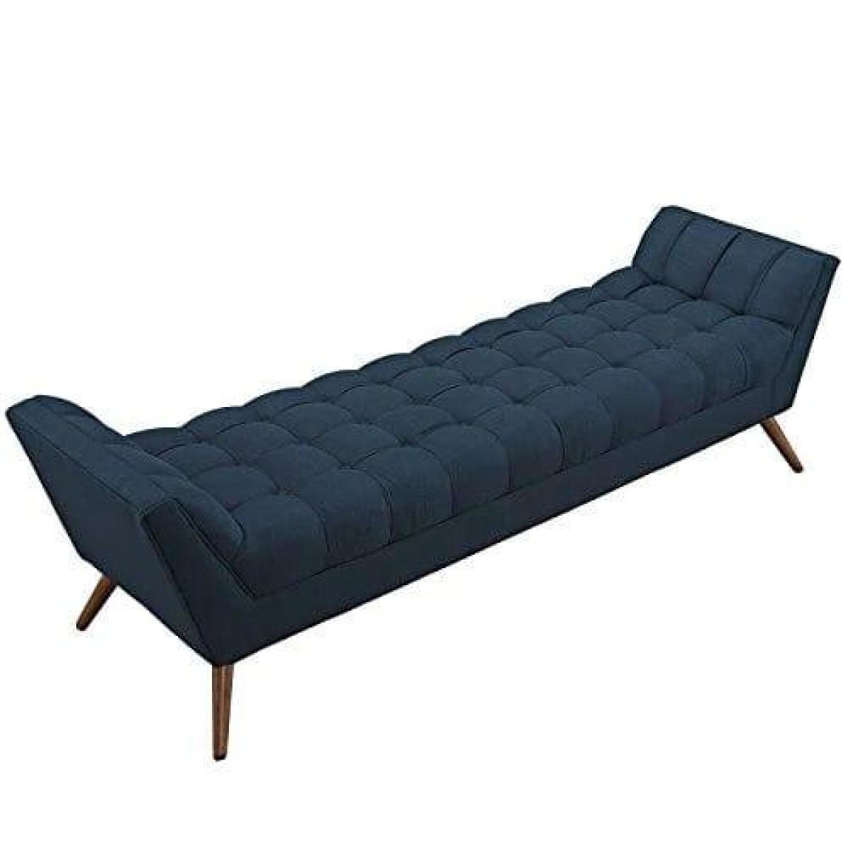 Navy Blue Tufted Sofa Lounge Chair with Wooden Legs